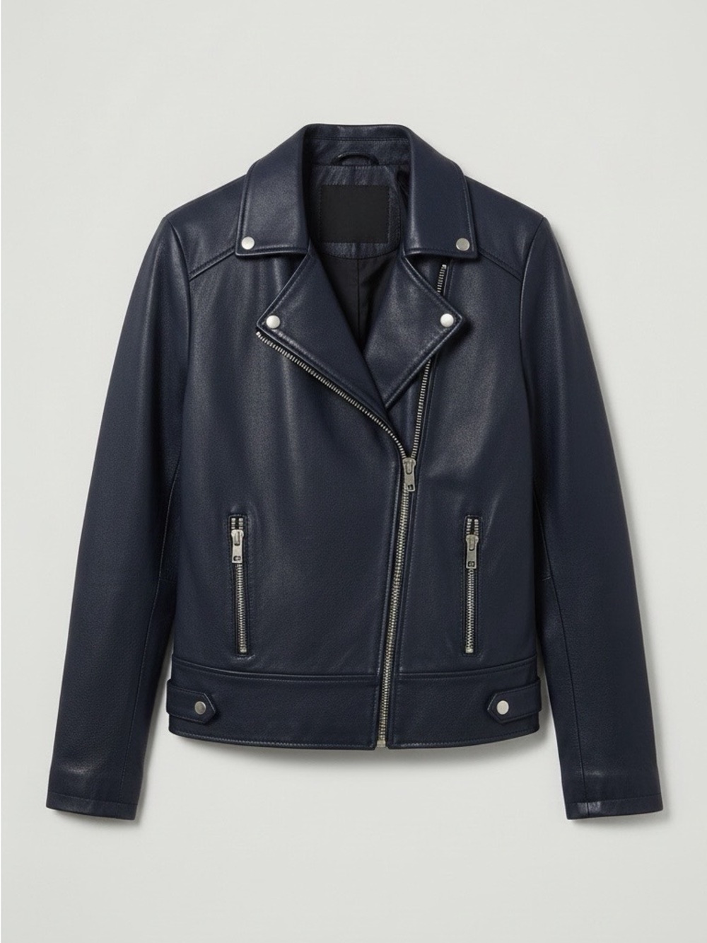 Long Tall Sally Premium Leather Moto Jacket - Navy - Women sz 8